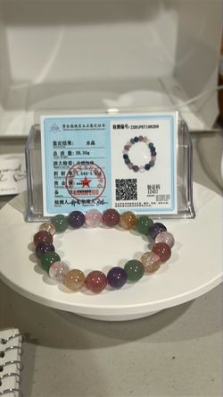 Natural Jade & Multicolor Crystal Beaded Bracelet