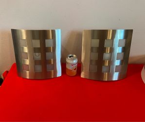 PAIR Of Wall Mount Light Fixtures Indoor / Outdoor 10 1/4” x 10 3/4” Wall Sconce 60W