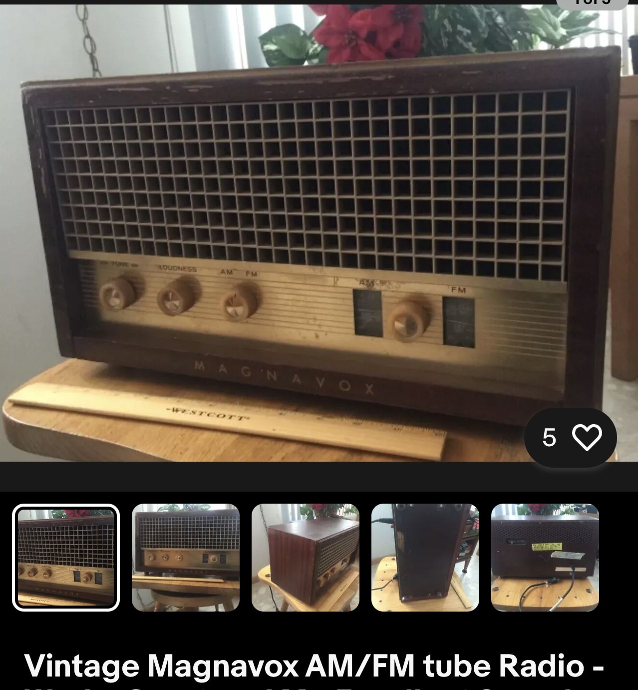 Vintage Radio Magnavox Model FM017AMFM Seven Tubes Works On Am FM 