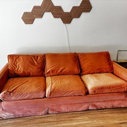 Vintage Orange Velvet Sofa