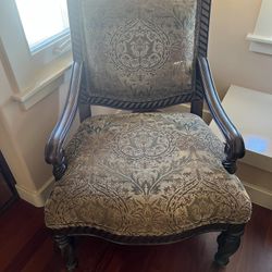 Accent Chair Wood Brown Green