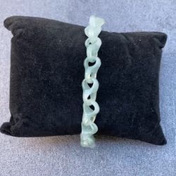 Certificate Jadeite Jade Hand Carved 8mm light Green chain link Bracelet Bangle 