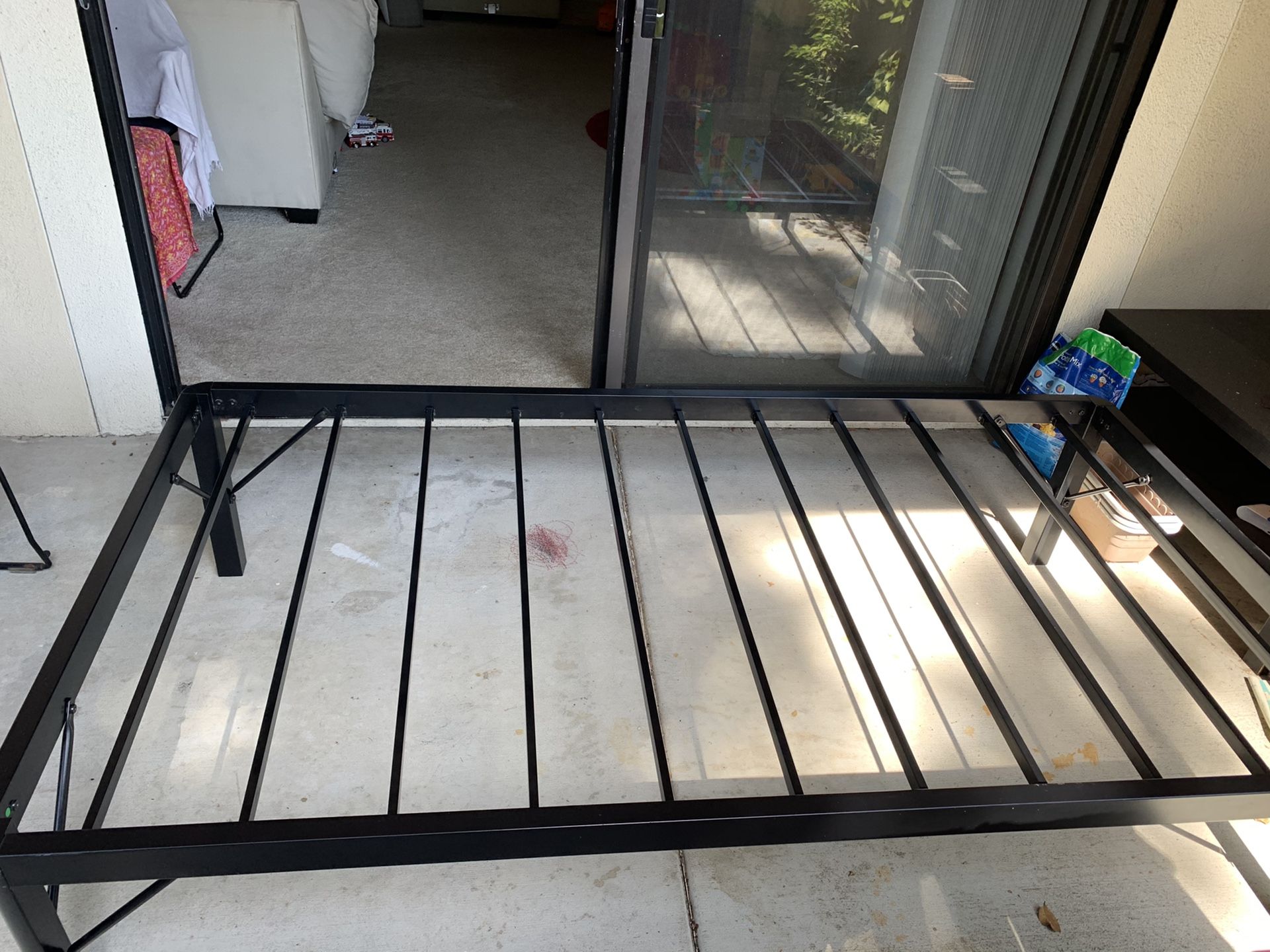 Twin Bed Frame, like new, lot of room underneath, don’t need box