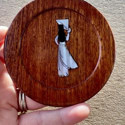 Set of Vintage Mother of Pearl Inlaid Coasters
