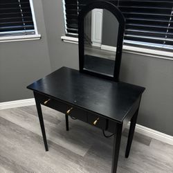 Black Vanity with Mirror with Plug in/USB Station