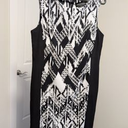 Connected Apparel Black/White Dress Size 14