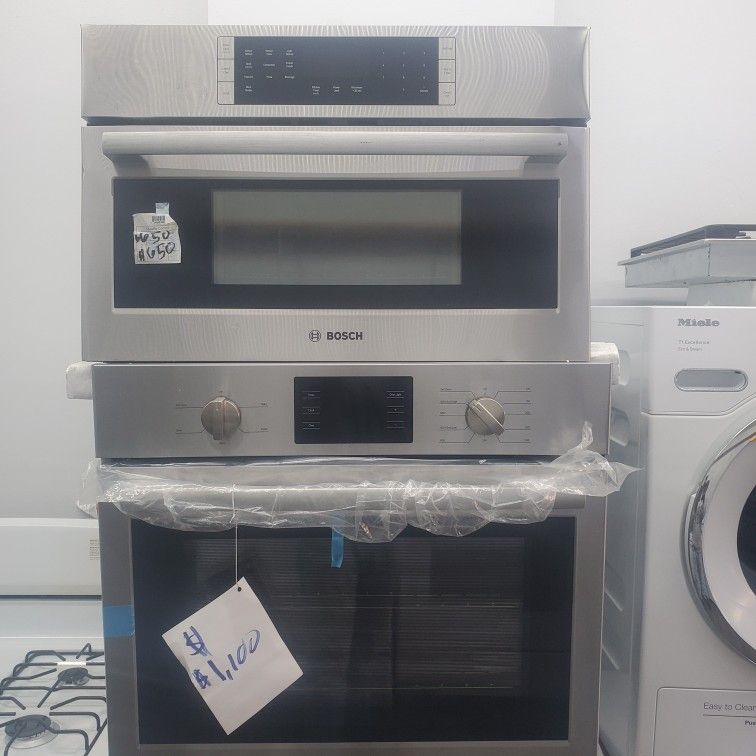 Bosch single oven and Bosch convination microwave oven side 30 stainless both item $1550 warranty 301 saundview ave bronx NY 10473