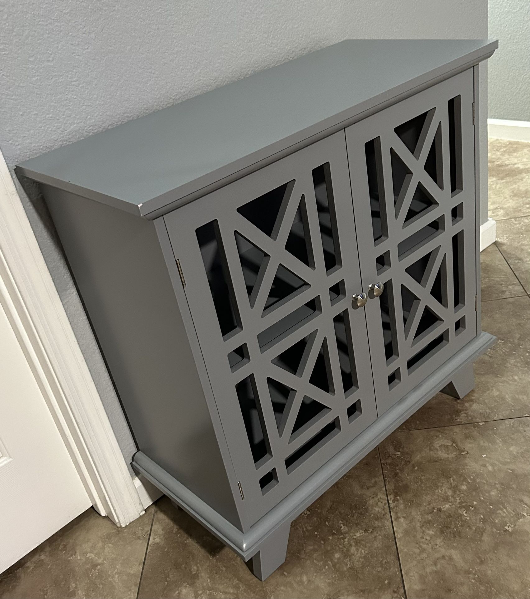 (NEW) 31” Wide Grey Accent Storage Cabinet