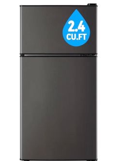2.65 Cu. Ft. Compact Mini Fridge with Freezer Dual Door Gray Finish