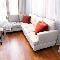 Cream Beige 95” 2pc Modern Sectional Sofa with LAF Chaise by Andover Mills