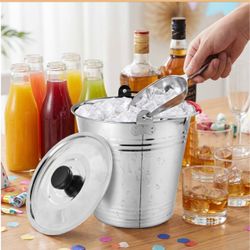 3 Stainless Steel Ice Bucket with Lids new