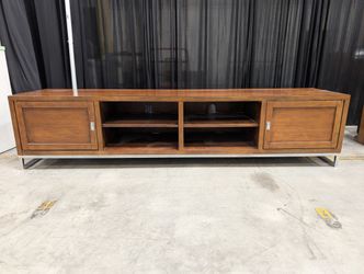 Dark Brown Wood Modern TV Stand with Cabinets