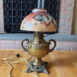 Miller Victorian-Era Brass Converted Parlor Lamp