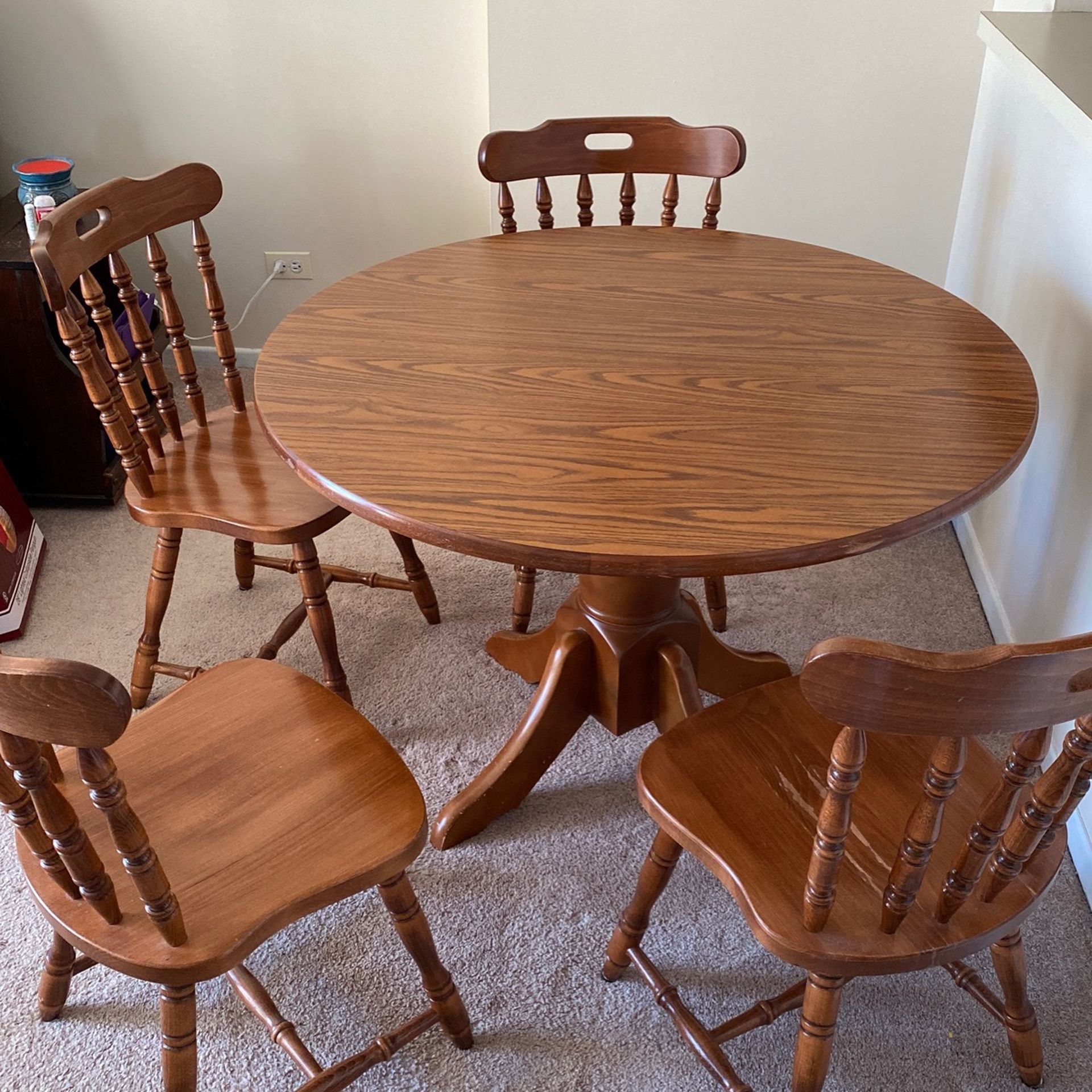 Wood Table With 4 Chairs - Great Condition!