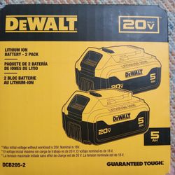 DeWalt 2 Pack Batteries 20v 5AH