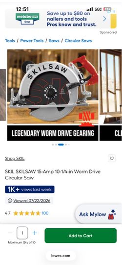 10”1/4 Skill Saw  12” Dewalt double bevel miter saw