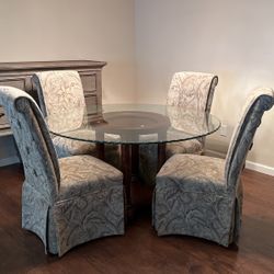 Solid Wood Glass Table 