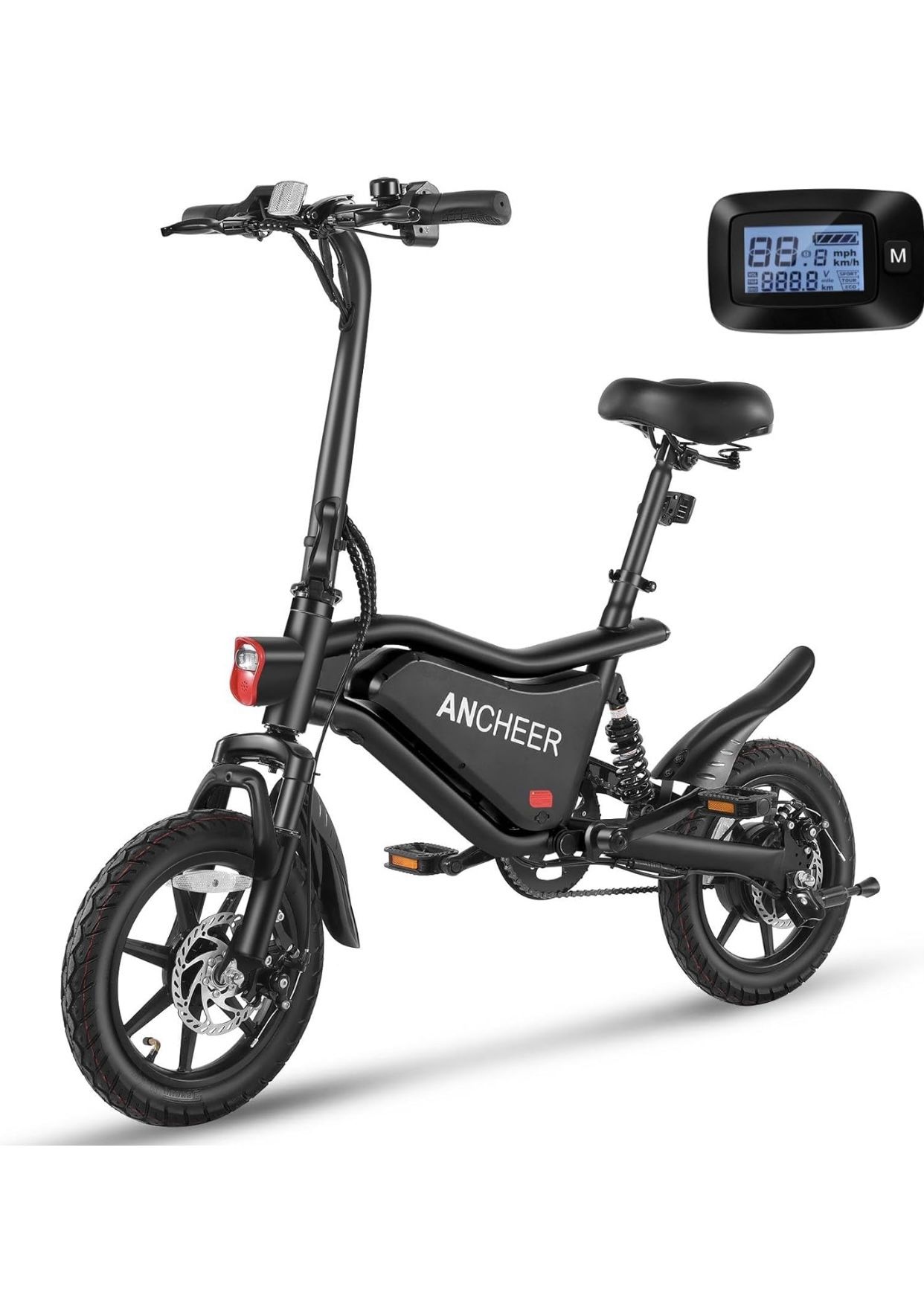 ANCHEER 14" Folding Electric Bike for Adults, 22MPH Ebike with 350W Motor[Peak 500W], 48V 374Wh