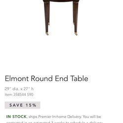 Ethan Allen End Table diameter 26‘ In Black Color