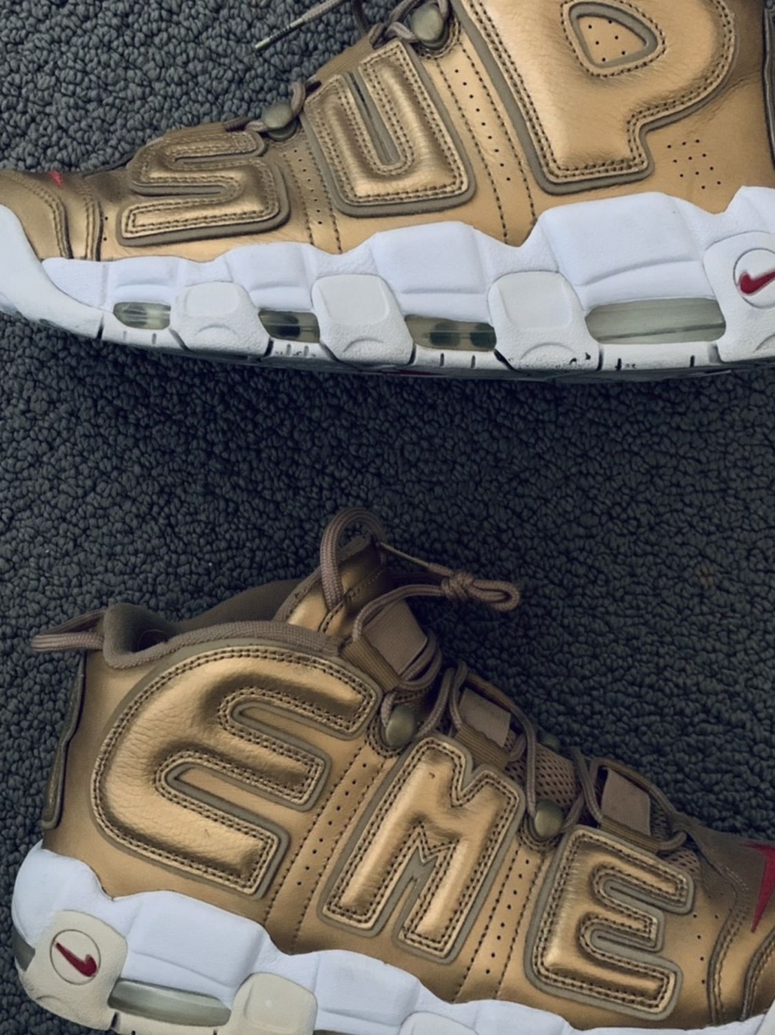 Gold Supreme Uptempos Size 10