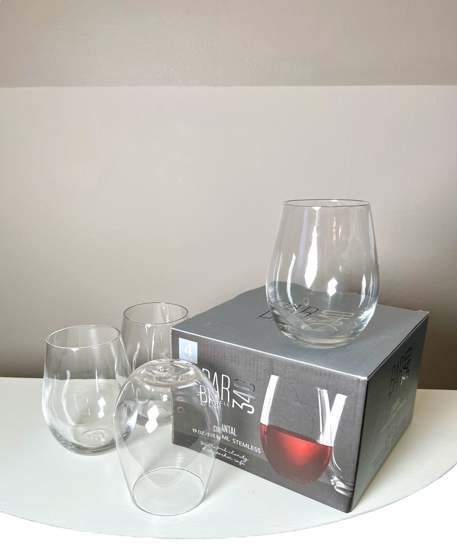 Bar by Circle 340 Chantal 19 oz Stemless 4 Glasses Set