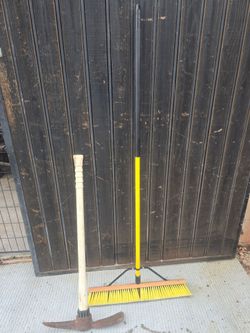 Pic/axe and broom