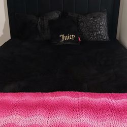Velvet Queen Bed Frame With Headboard 