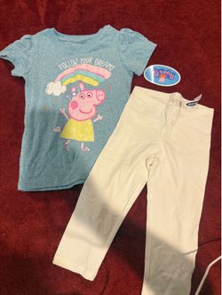 Girls size 5 peppa pig shirt and leggings new
