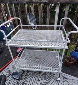 2 Tier Vintage Metal Plant Stand/ Cart