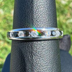 14k white gold Round Black & White 0.4CTW Diamond Ladies Anniversary Ring Wedding Band sz7