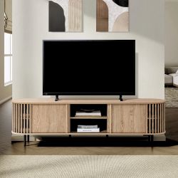 Wood TV Stand with Sliding Doors for TVs up to 75''，IF2367