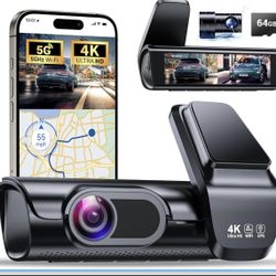 K600 4k Dash Cam Front and Rear, 3.59" IPS Screen, Built-in GPS 5G WiFi Dash Camera for Cars with App, UHD 2160P Night Vision Free 64G SD Card, 170° W