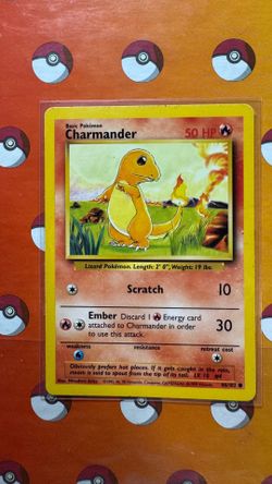 1999 Base Set Charmander (46/102) unlimited edition Pokémon card.