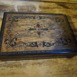 Antique small wooden jewelry box