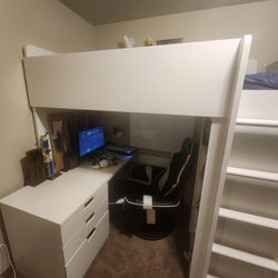 IKEA Twin Loft Bed With Desk And Wardrobe 