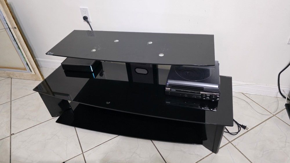 BLACK GLASS CONSOLE TABLE