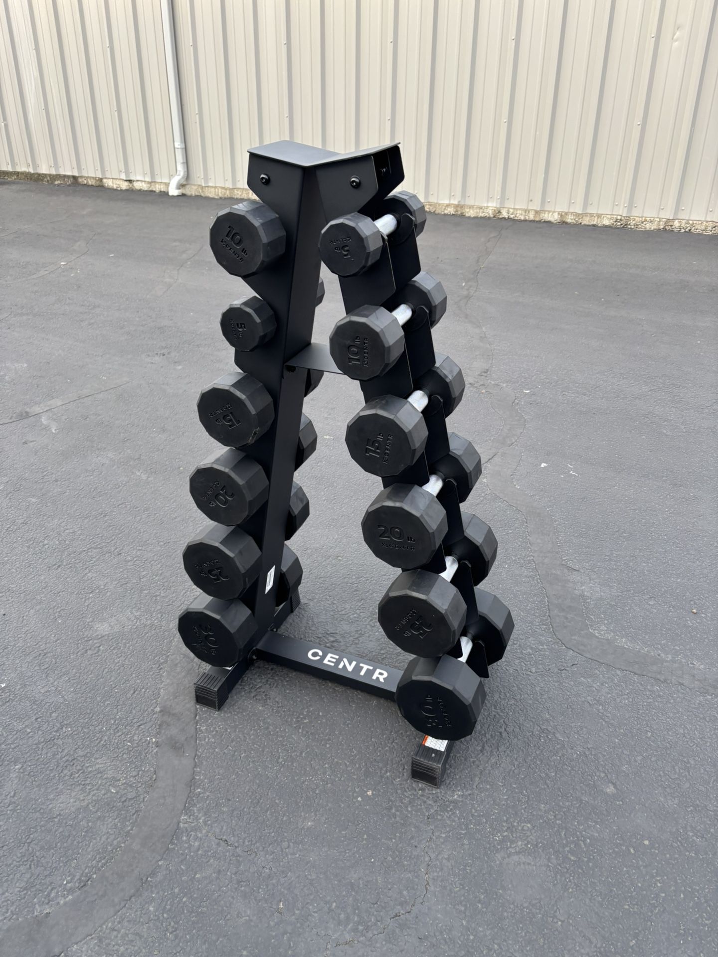 Rubber Dumbbells And Rack