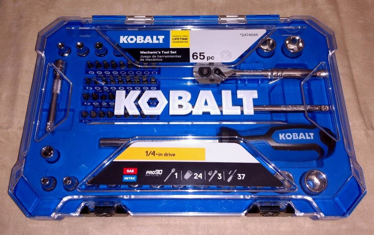 Kobalt 65-pc SAE/Metric 1/4-inch Drive Socket Set -NEW