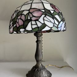 Tiffany Lamp Style, Antique Vintage Table Stained Glass Lamp Tulips