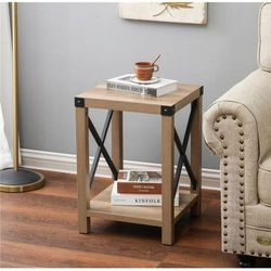 Rustic Natural Wood Finish End Table，IF1341