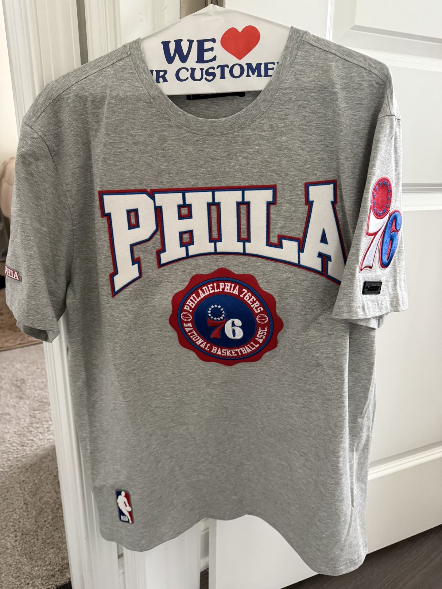 Men's Philadelphia 76ers Gray T Shirt Brand New 