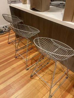 Grey Metal Barstool Set Of 3