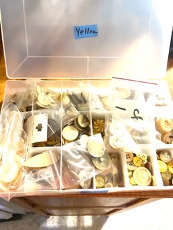 Vintage Box of Yellow Buttons