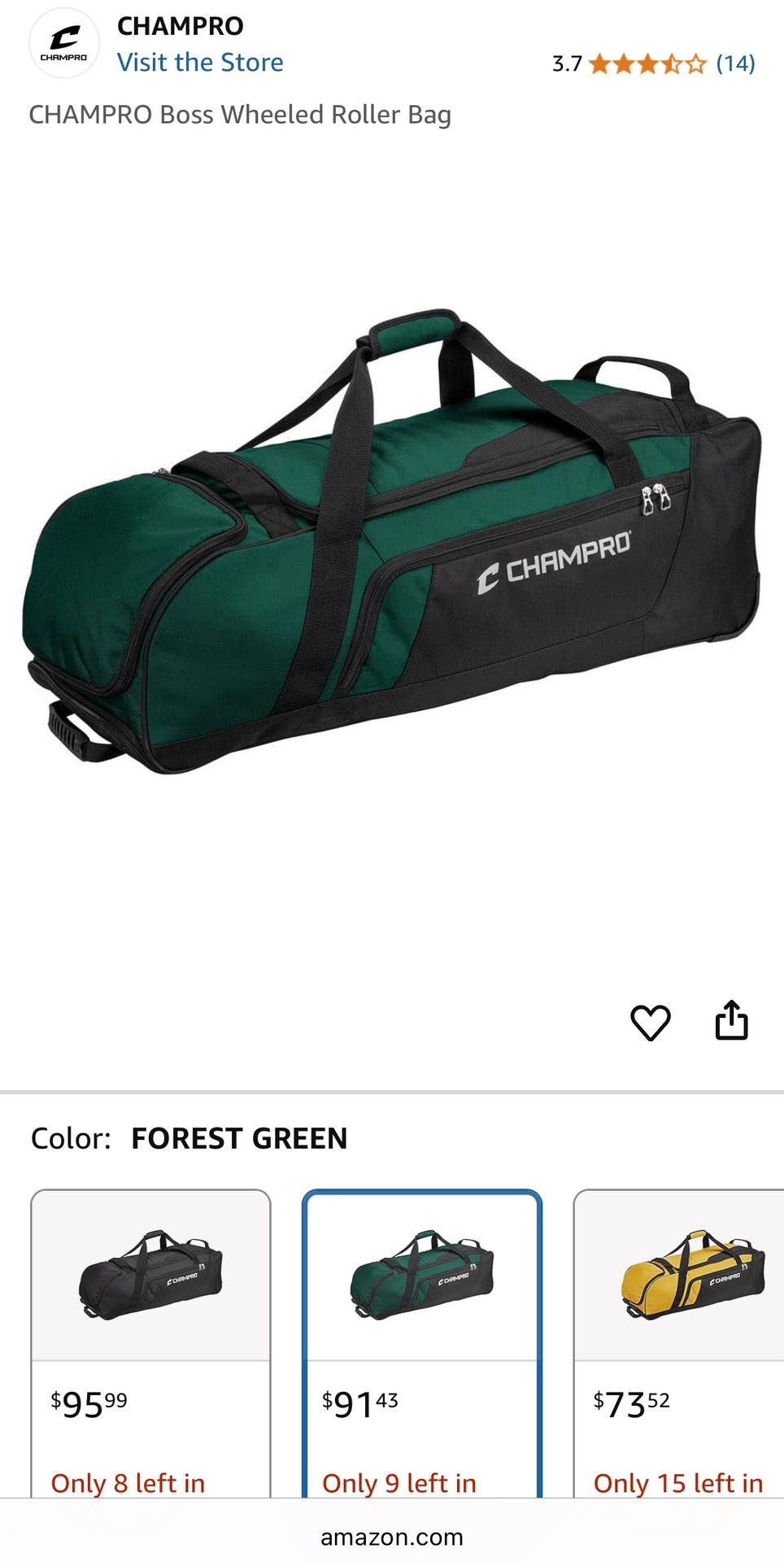 CHAMPRO Boss Wheeled Roller Catcher Bag