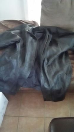 BLACK ALL LEATHER MENS COAT