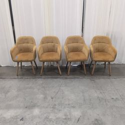 Set of four Channel Tufted Mustard Yellow Accent Chair