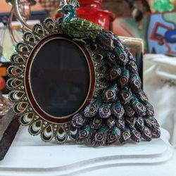Enamel Peacock Bird Frame Picture Photo Home Decor 