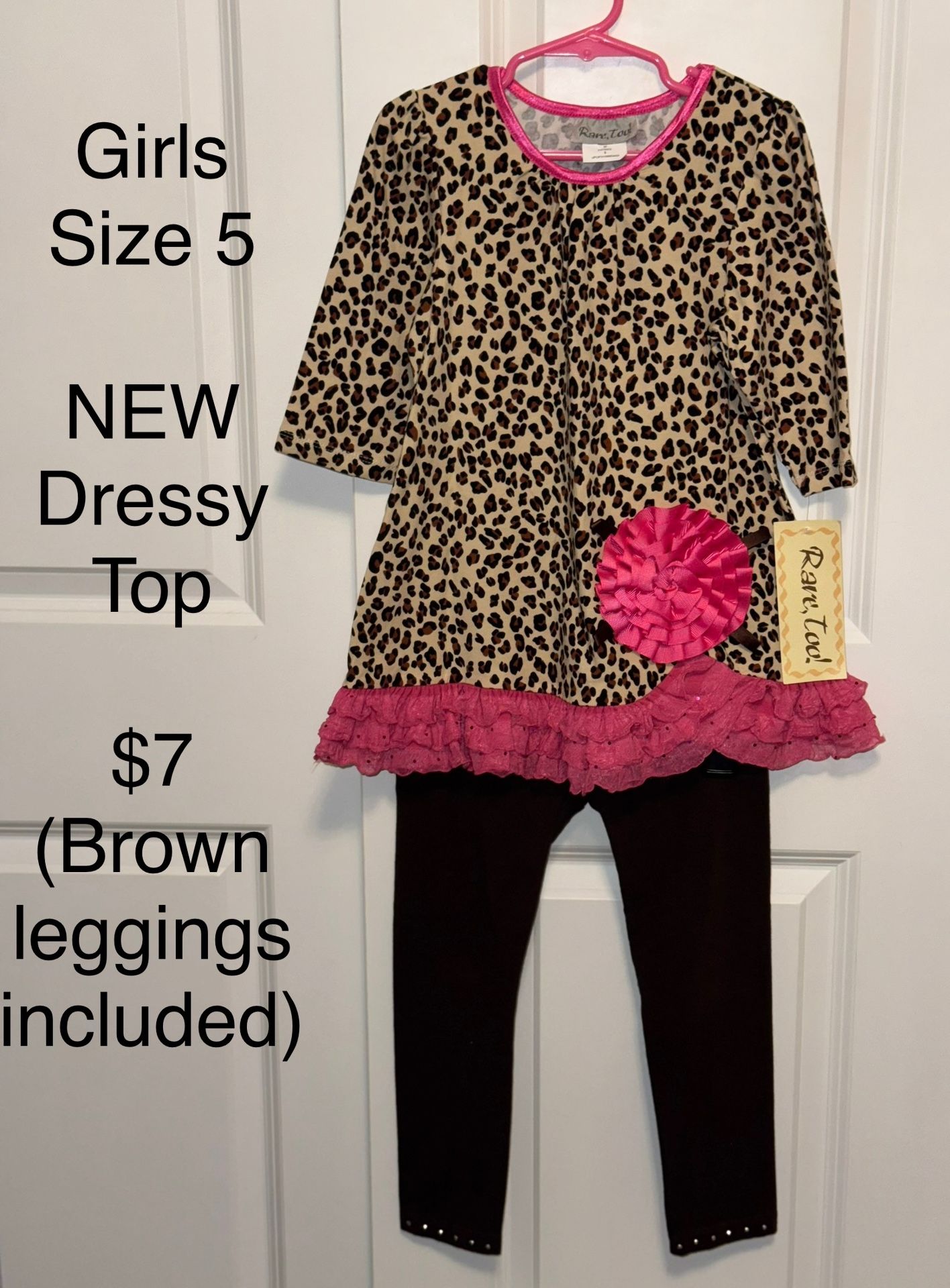 Girls Size 5 NEW Dressy Leopard Tunic Top