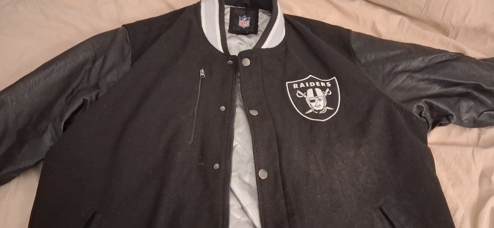 Raiders Leather.  Varsity Letterman Jacket 2x