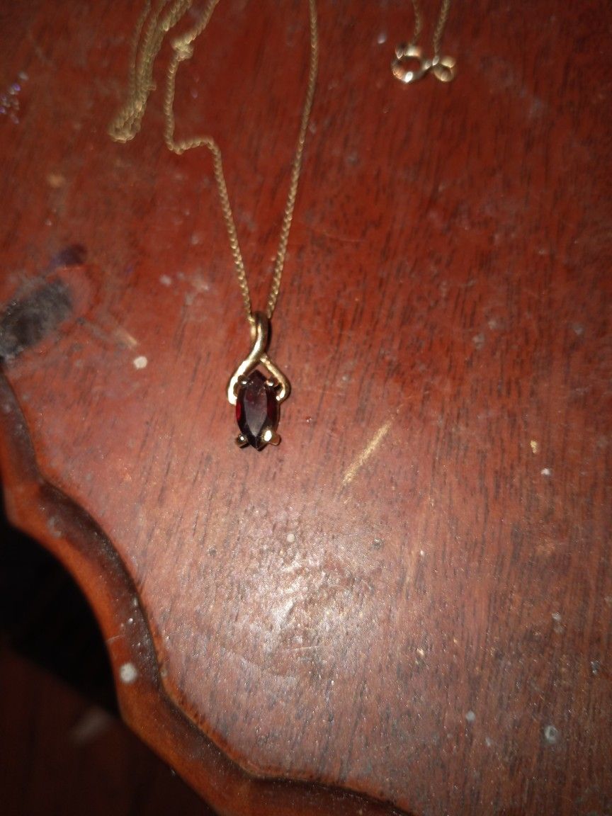 Ruby Pendant Gold Necklace... Stamped 1/20 14k